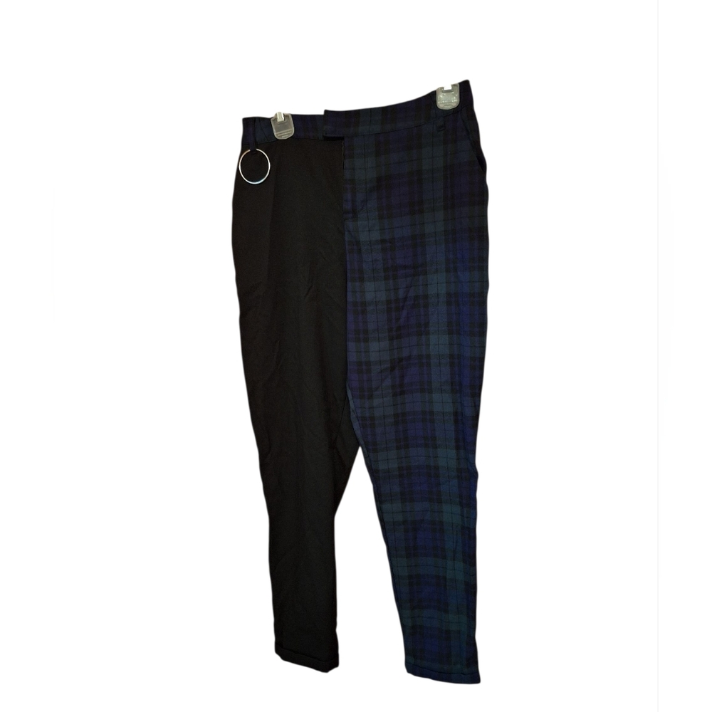 Hot Topic Green Tartan Plaid Split w/ Black Pants Ladies large RARE Goth PUNK - Picture 5 of 6